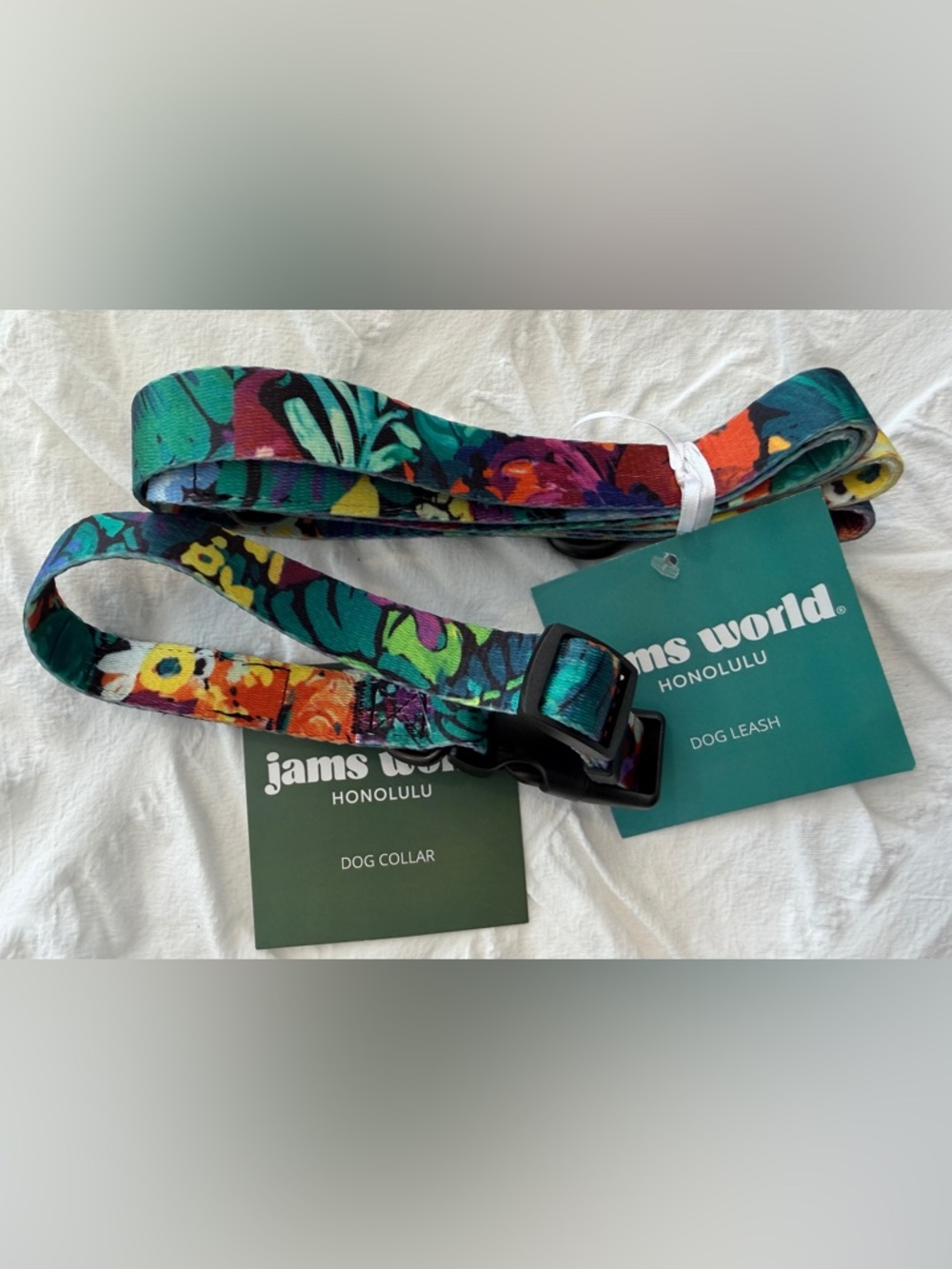 Jams World Dog Leash and Collar Set, “Fiore Black”, NWT